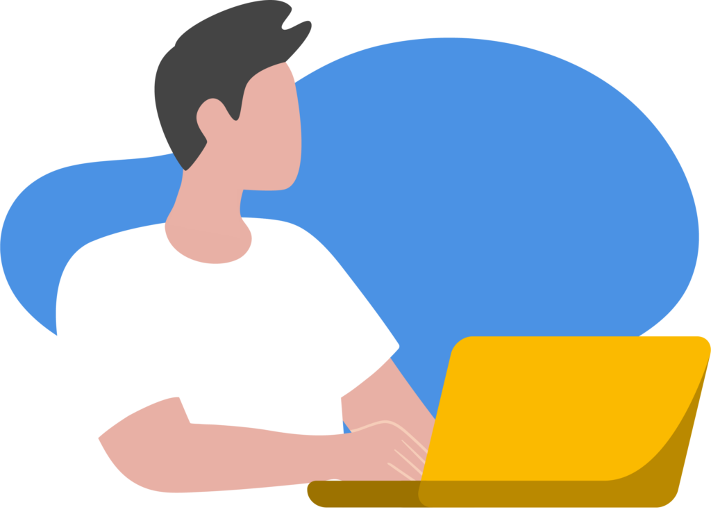 Illustration einer Person am Laptop.