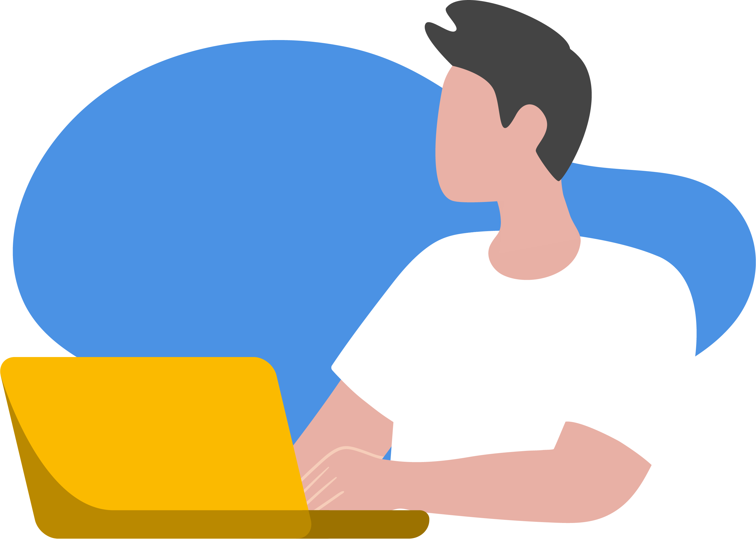 Illustration einer Person am Laptop.